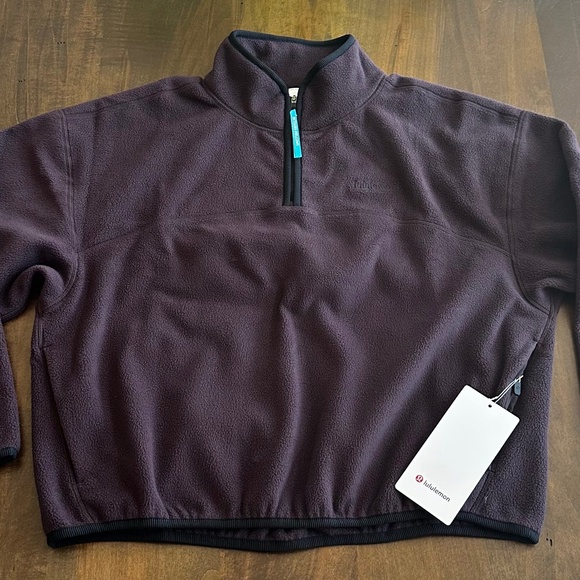 Lululemon Tumbled Fleece Half-Zip Jacket Pullover Sequoia/Black/Fresco Blue Sz M - Picture 5 of 9